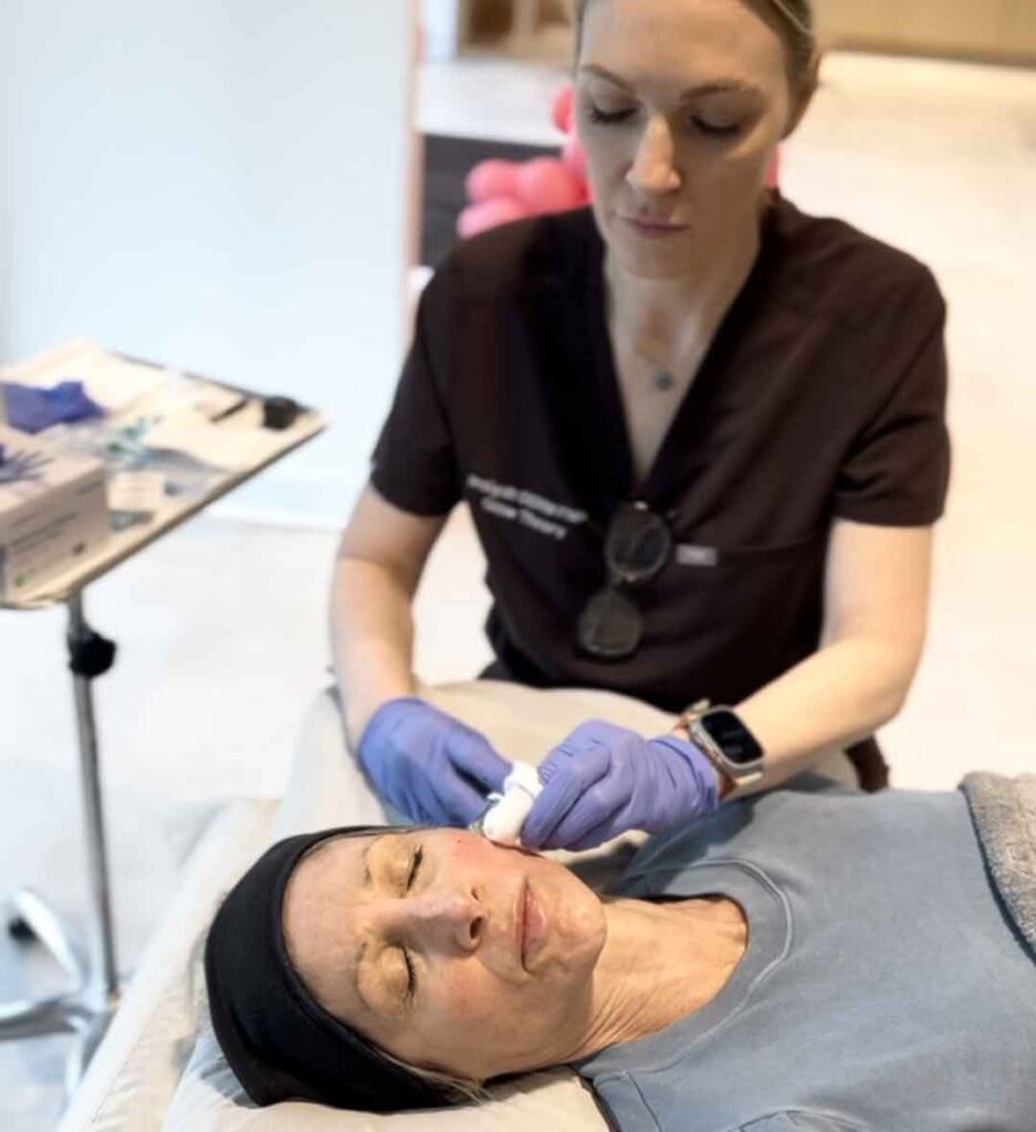 A Glow Theory patient with radiant skin after SKINVIVE
