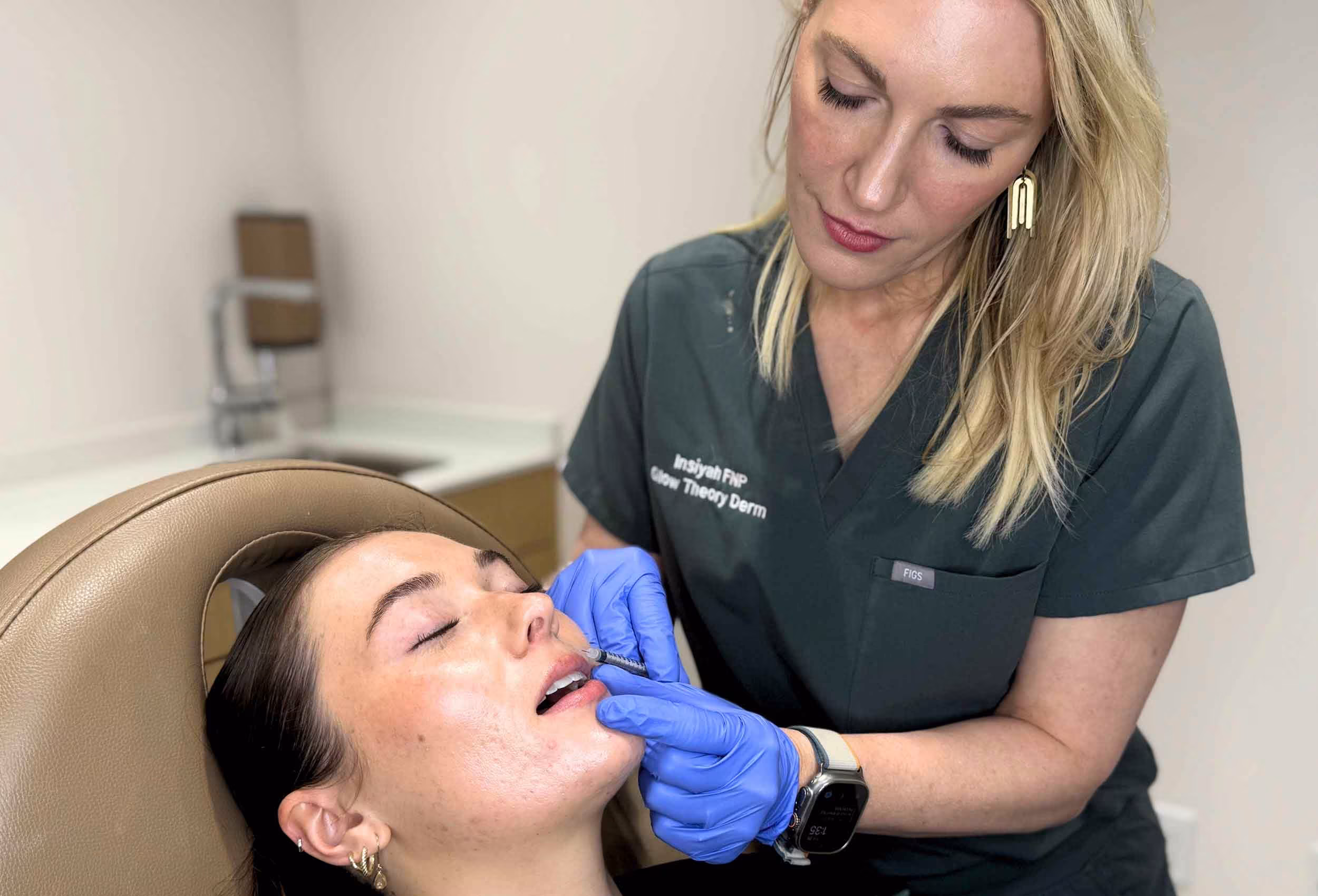 Lip filler treatment at Glow Theory Aesthetic & Dermatology Studio in Carlsbad